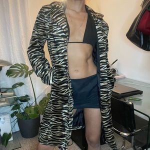 Y2k velvet zebra coat